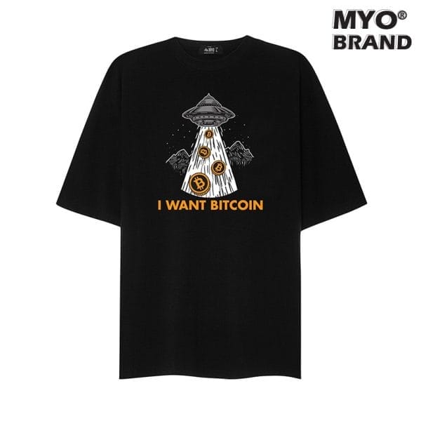 Áo Phông Nam MYO Vải Cotton In Hình I Want Bitcoin