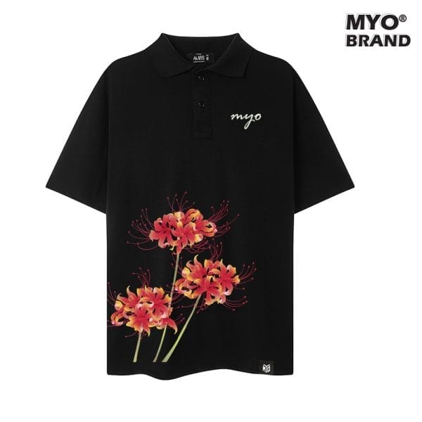 Áo Polo Cao Cấp Oversize MYO In Hình Hoa Bỉ Ngạn