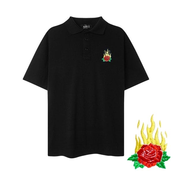 Áo Polo Đẹp MYO Thêu Hoa Hồng Lửa