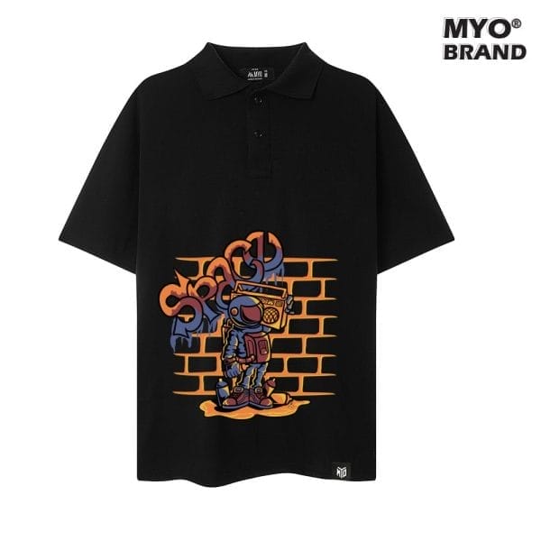 Áo Polo MYO Cổ Bẻ Local Brand Hình Phi Hành Gia Yêu Vẽ Tranh Tường Và Radio