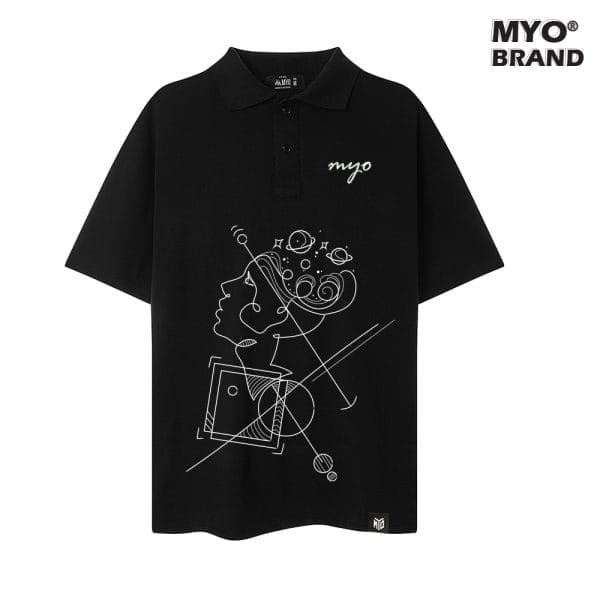 Áo Polo Unisex Tay Lỡ In Hình Human-Face-With-Geometric