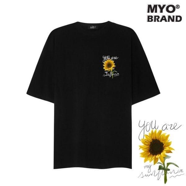 Áo Thun Tay Lỡ Unisex MYO Vải Cotton In Hình Hoa hướng Dương