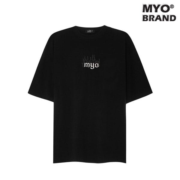 Áo Thun Unisex MYO Vải Cotton Thêu Take Fire Đen