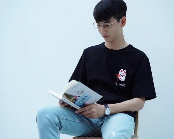 Áo Thun Myo Thêu Hình Hồ Ly kitsune