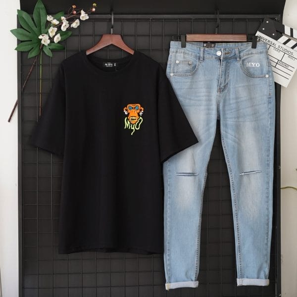 Áo Thun Myo Thêu Hình Khỉ