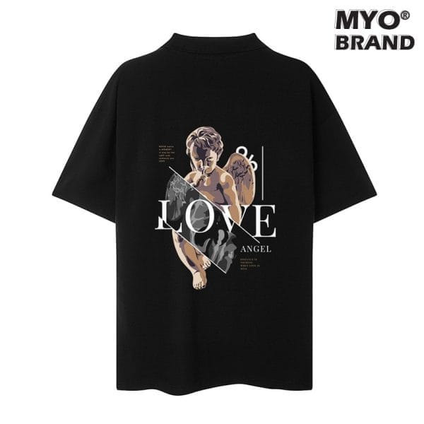 Áo Polo Form Rộng MYO in Hình Angel Love Vải Cá Sấu