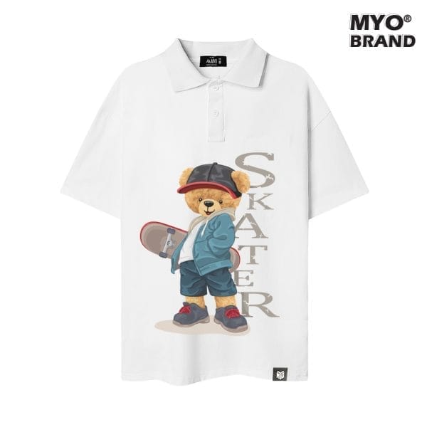 Áo Polo Form Rộng MYO In Hình Teddy Skateboard QT004