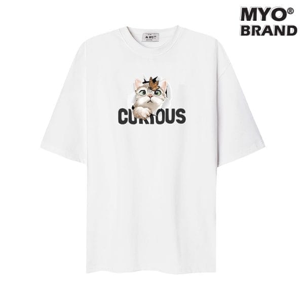 Áo Thun Form Rộng MYO In Hình Cat Curious